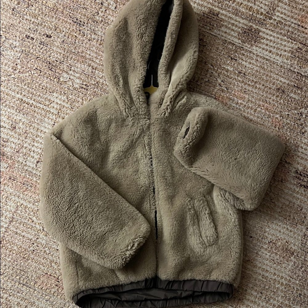 Zara Kids Beige Fleece Puffer Coat